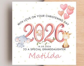 Christening Card for Granddaughter Daughter Niece any relation, Personalised Christening Baptism Card