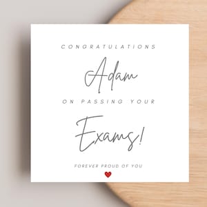 Personalised passed exams card, Passed GCSE A LEVELS exams card, Personalised Exams passed card