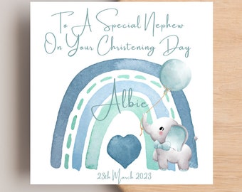 Nephew Christening Card, Christening Card Personalised for Nephew