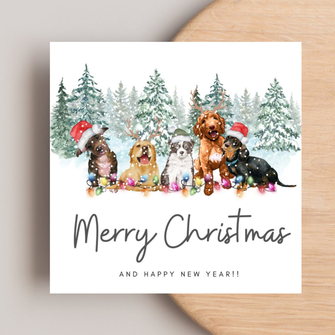 Dog Christmas Card, Dogs Christmas, Christmas Card for Dog Lover, Christmas Card for Friend Mum