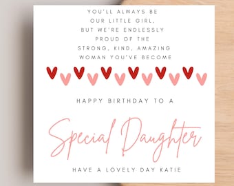 Personalised Daughter Birthday Card, Daughter Birthday Card, Grown up Daughter Poem Card, Daughter Birthday Card