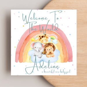 New Baby Girl Card, Personalised New Baby Girl, New Baby Card, Baby Girl Card, Welcome To The World Card Her