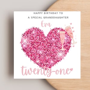 21st Birthday card for Granddaughter Daughter Niece, 21st Birthday Card for Her, Personalised 21st Birthday Card, 21st Gift