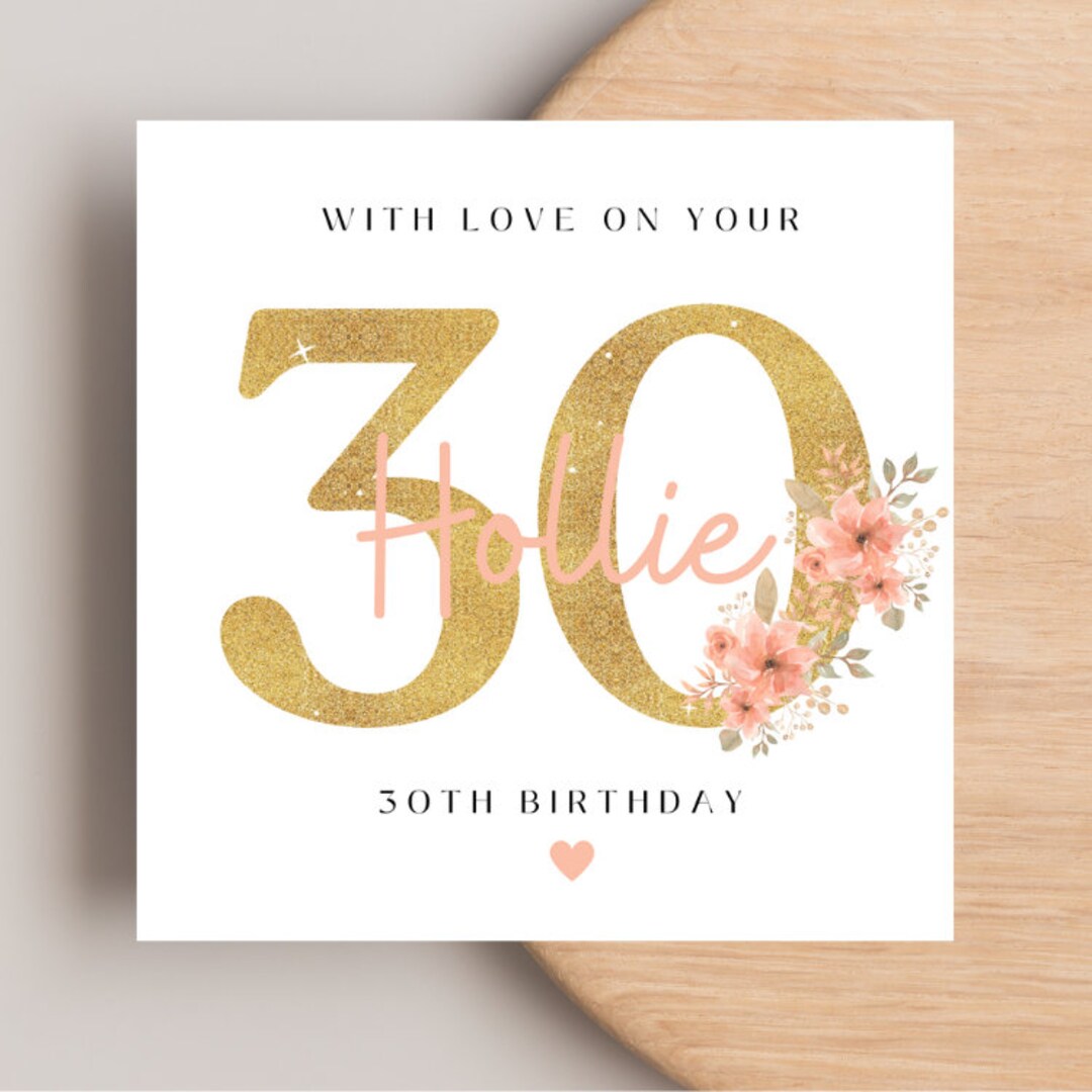 30th Birthday Card for Her, Personalised 30th Birthday Card, 30th Card