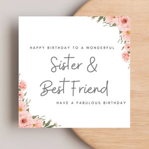 Sister Birthday Card, Sister and Best Friend Card, Sister Card, Special Sister Card, Personalised Sister Birthday Card For Her