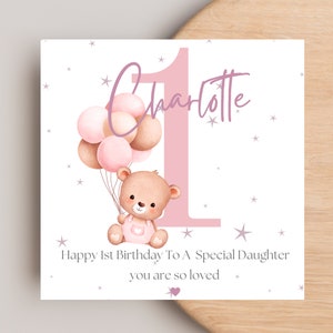 1st Birthday Card for Niece Daughter Granddaughter Great Granddaughter Little girl, 1st Birthday Card, Personalised 1st Birthday Card