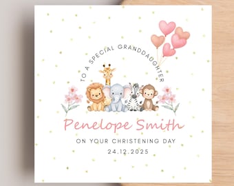 Personalised Christening Card for Granddaughter Great Granddaughter Niece Any relation