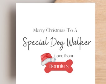 Dog Walker Christmas Card, Christmas card from the dog, Dog Walker Card, From the Pet card, Christmas Personalised Dog Card