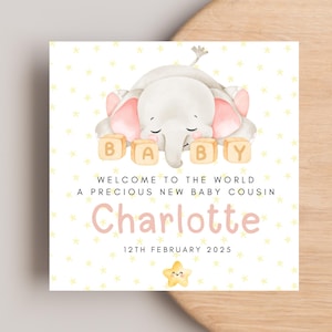 New baby cousin Card, New Cousin baby girl card, Cousin Card