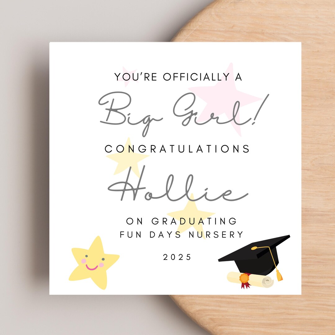 Nursery Graduation Card, Nursery Graduation Card for Daughter Niece ...