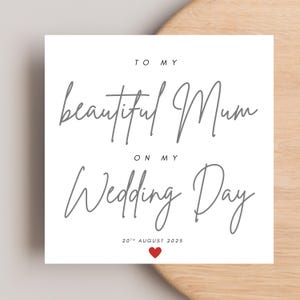 Mum on my wedding day Card, To my Mum on my Wedding Day personalised Card, Wedding Mum Card, Mum of the Bride Card