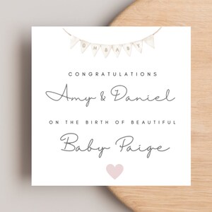 New Baby Girl Card, Personalised New Baby Girl, New Baby Card, Baby Girl Card, Welcome To The World Card Her