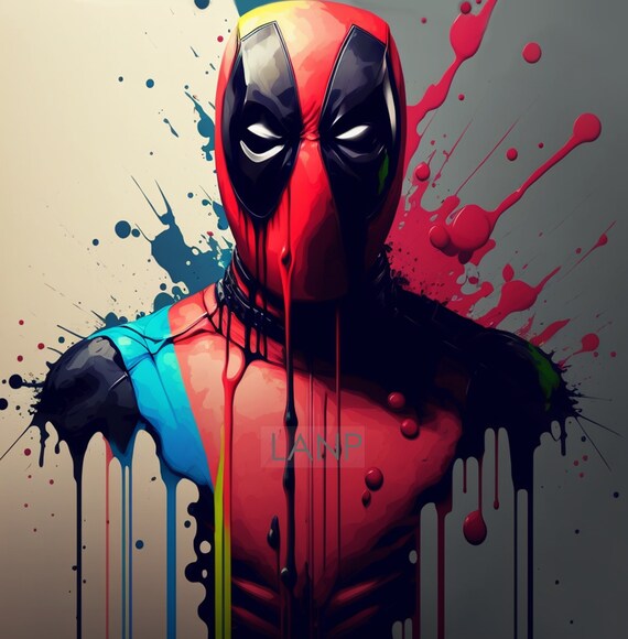Deadpool Splatter Art Digital Print Wall Art Gaming Art - Etsy