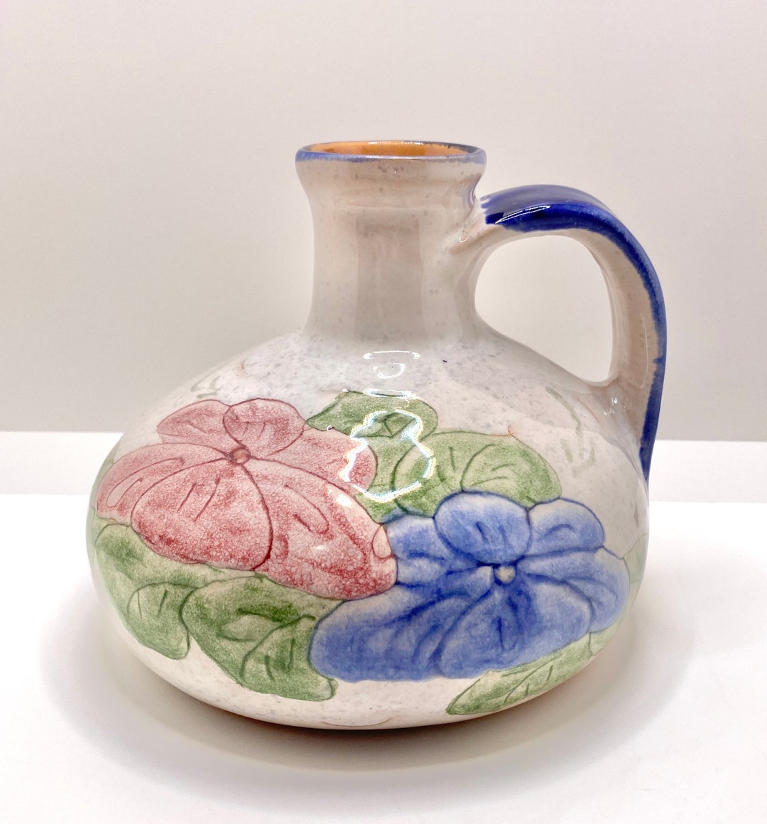 Vintage Ceramic Pottery Collectible Hand Made Floral Vase Jug Etsy