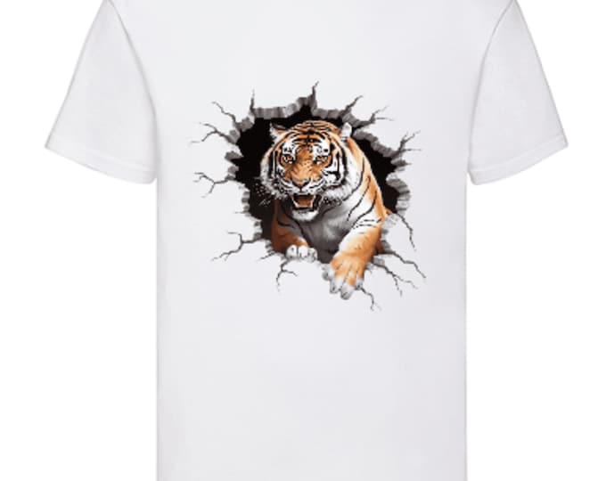 Tiger T-shirt for man, regular cotton tee, street art unisex t-shirt