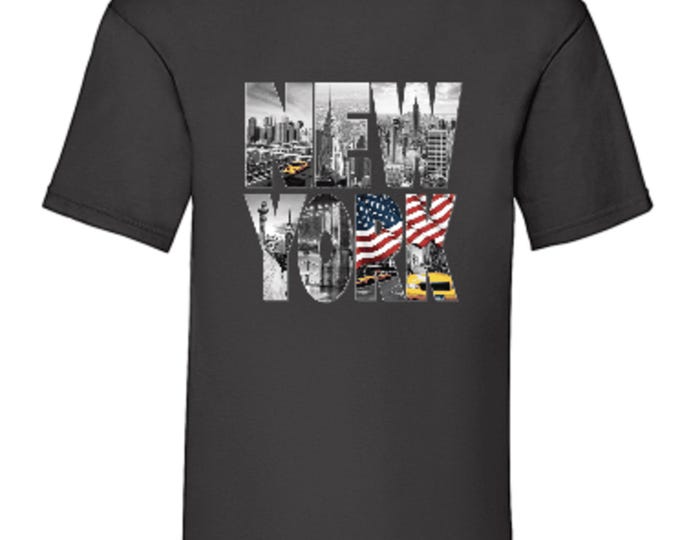 New York T-shirt for man, urban unisex t-shirt, black cotton regular tee