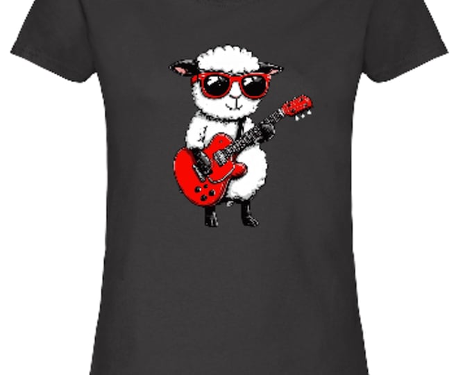 Funny music sheep T-shirt, white positive t shirt for woman, happy mood tee