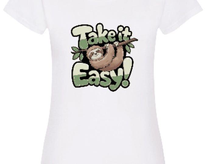 Lazy sloth T-shirt for women, white positive tee for girls, funny t shirt