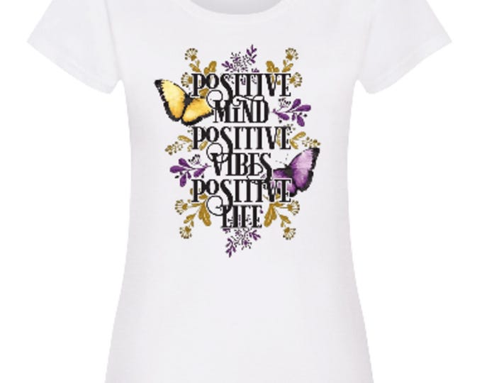Positive Vibes Butterfly T-Shirt, Inspirational Women's Tee
