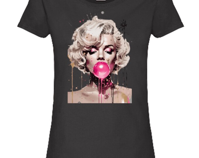Retro lady with bubble gum T-shirt, sexy shirt, vintage style women's tshirt
