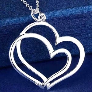 Necklace with Double Hearts Pendant Women&#39;s necklace Stainless steel Heart-shaped pendant Love necklace for girlfriend Valentine&#39;s jewelry
