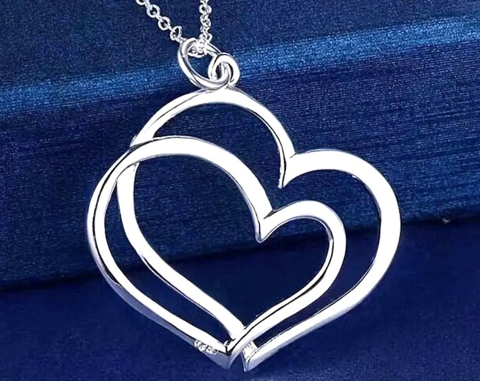Double Heart Pendant Necklace: Stainless Steel Love Jewelry