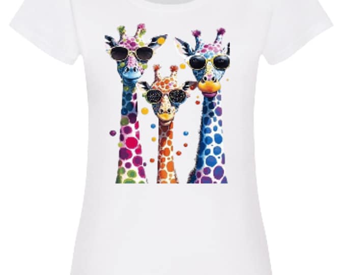 Funny Giraffes Graphic Tee: Positive Women's Cotton T-Shirt