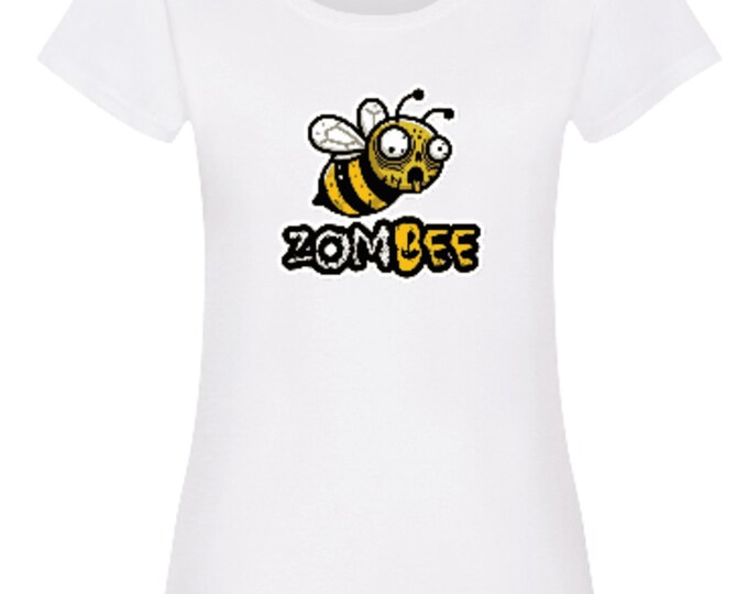 Funny bee T-shirt for women, woman's zombie t shirt, white cotton tee