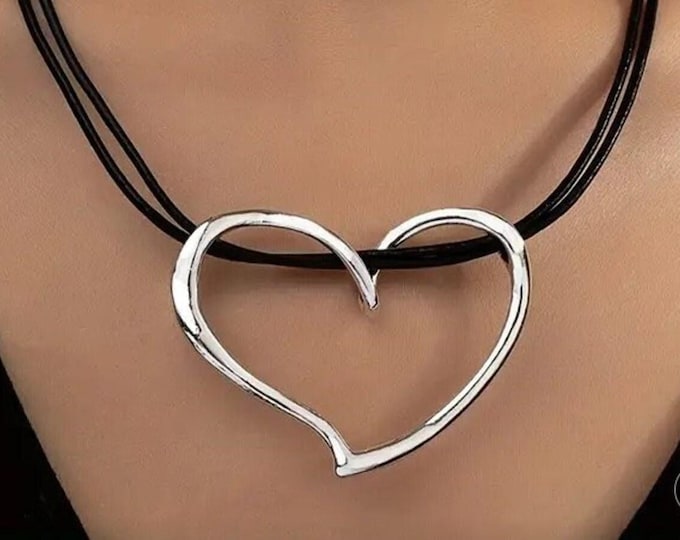 Big Heart Pendant Necklace: Stainless Steel Love Jewelry