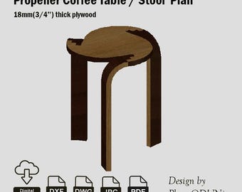 2-in-1 Propeller Stool/Coffee Table CNC Router Plan (Digital Download, DXF/DWG Files)
