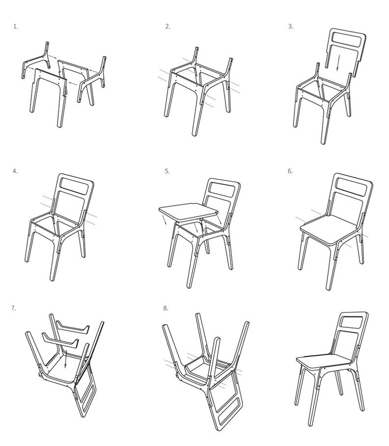 Plywood Chair Plans, Dxf Files, Vector, Cut, Cnc Router, Diy, Furniture