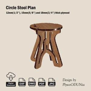 Plywood Circle Stool  Plans, Dxf Files, Vector, Cut, Cnc Router, Diy, Furniture, Digital Download, Design, drawing