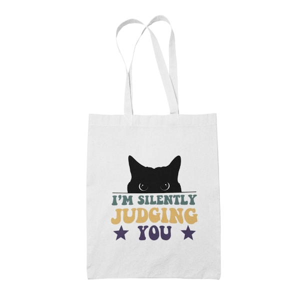 I’m Silently Judging You Tote Bag, Funny Gift, Eco Bag for Life, Soft Natural or White