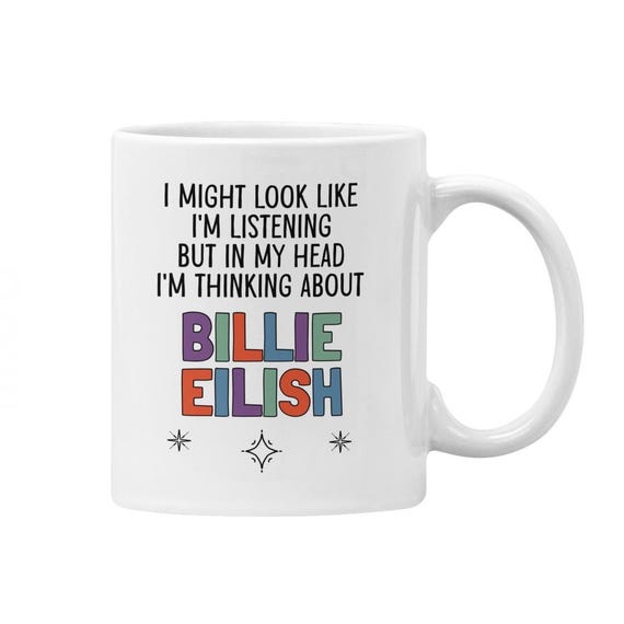 Billie Eilish Mug: Funny Music Fan Gift with Optional Coaster