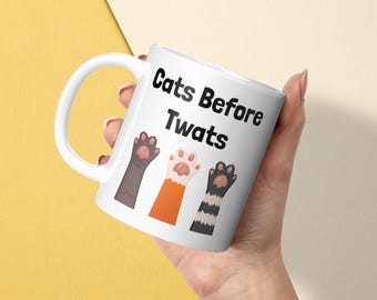 Cats Before Tw*ts Mug & Coaster: Funny Gift for Cat Lover