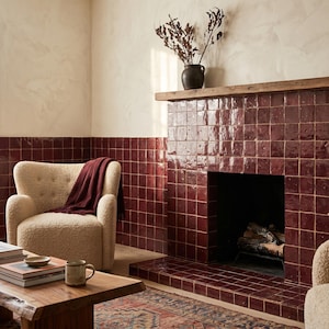 4x4 Rouge Handmade Moroccan Zellige Tiles – Glazed  4 – Authentic  Backsplash, Bathroom, & Accent Wall