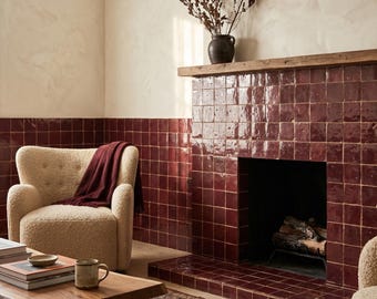 4x4 Rouge Handmade Moroccan Zellige Tiles – Glazed  4 – Authentic  Backsplash, Bathroom, & Accent Wall