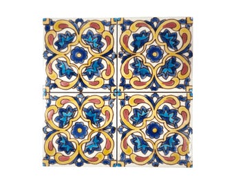 Hand Painted Talavera Tile, Mexican Ceramic 4x4
