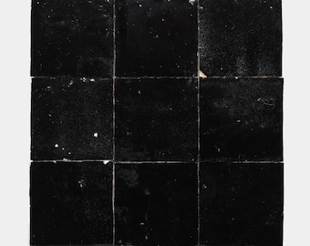 Handmade Moroccan Zellige Tiles – Black Glazed 4x4 Accent Wall Tile