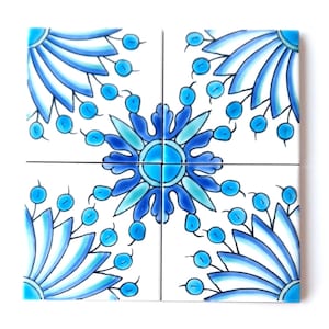 Hand Painted Ceramic Tiles 4x4 - Wall kitchen bathroom Soleil