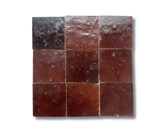 4x4 Mahogany Zellige Tile - Handcrafted Moroccan tiles for Walls & Backsplashes