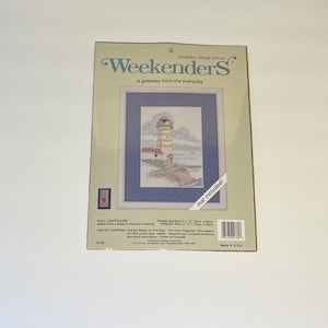Gull Lighthouse JCA Weekenders Counted Cross Stitch Kit #02780 Vintage 1990&#39;s Designed By American Greetings