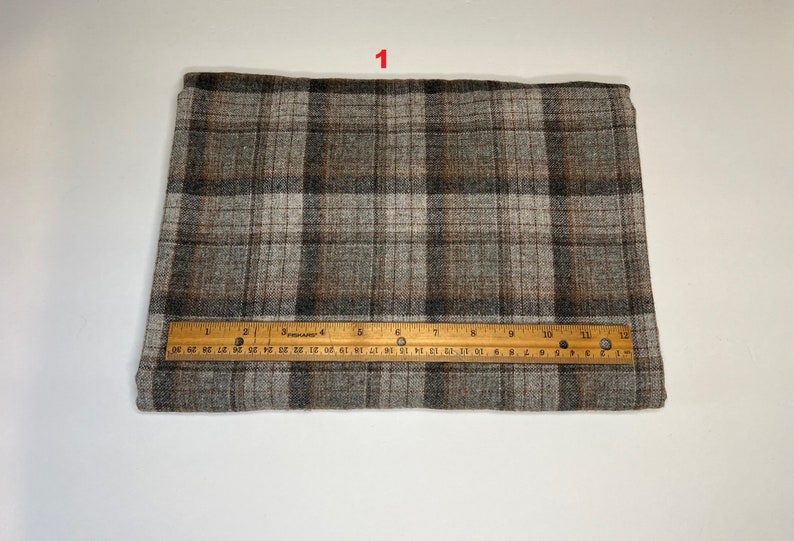 Plaid Wool Blend Fabric Cut By The Yard And Remnant Many Colors To Choose From Great For Winter Coats Fabric #1 34"x54"