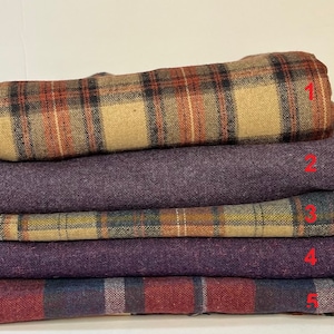 Plaid Wool Blend Fabric Cut By The Yard And Remnant Many Colors To Choose From Great For Winter Coats
