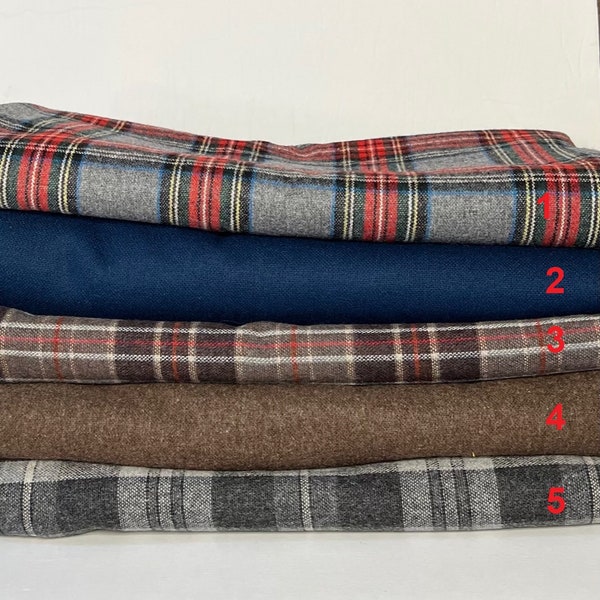 Plaid And Solid Wool Blend Fabric Cut By The Yard Many Colors To Choose From Great For Winter Coats