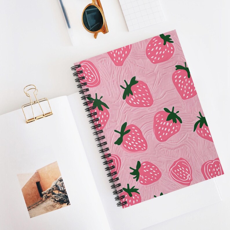 Strawberry Spiral Notebook, Cute Fruit Stationery, Back to School ...