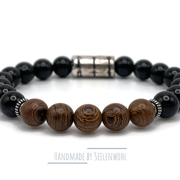 Onyx Armband Holz Herren Edelstein Schmuck