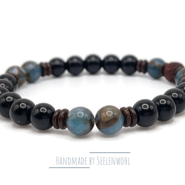 Onyx Mosaikquarz Armband Sandelholz Om Mantra Buddhismus