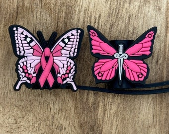 Brustkrebs Stroh Topper | Becher Zubehör | rosa Schleife | Bewusstsein Geschenk