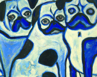 Four Pugs Blue 2